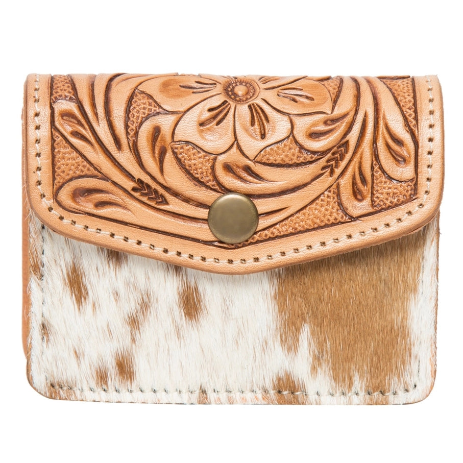 Cowhide Purse With Tooled Leather