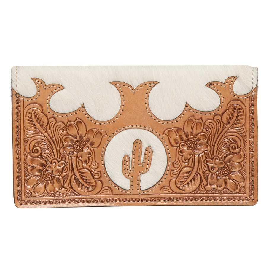 Cowhide Tooled Cactus Slim Leather Wallet
