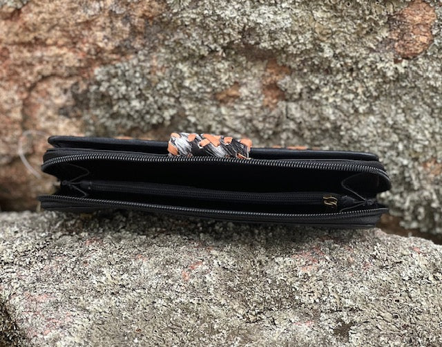 Cowhide & Leather Handcrafted Boho Wallet - Black