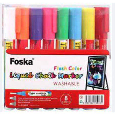 Markers Liquid Chalk Foska Asst Colours Wlt 8