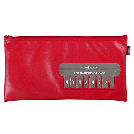 Pencil Case Celco Red 1 Zip Name Holder Medium Red