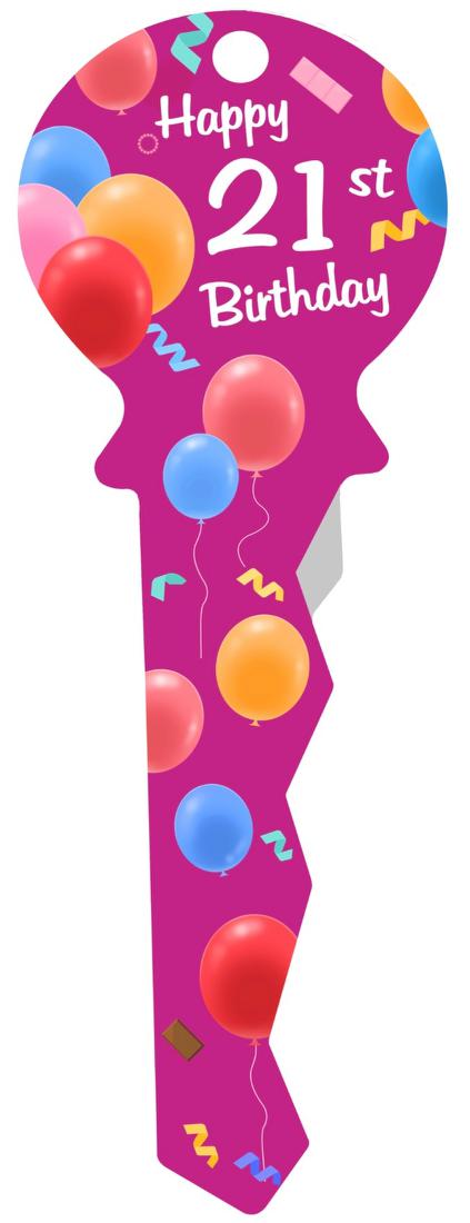 Wood Celebrations Key 21st Dark Pink Balloons