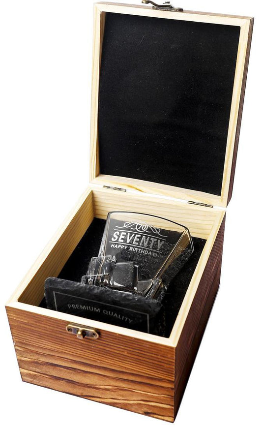 Whiskey Glass 70th Coaster Box