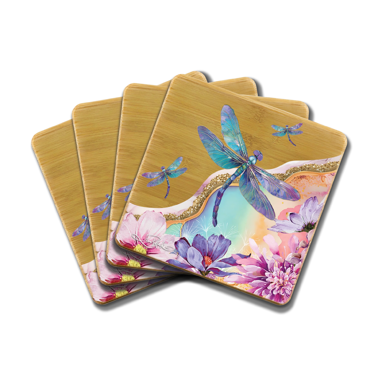 Coaster Set - Lavender Dragonflies
