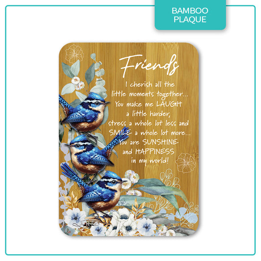 Bamboo Plaque - Cheeky Wrens - Friends