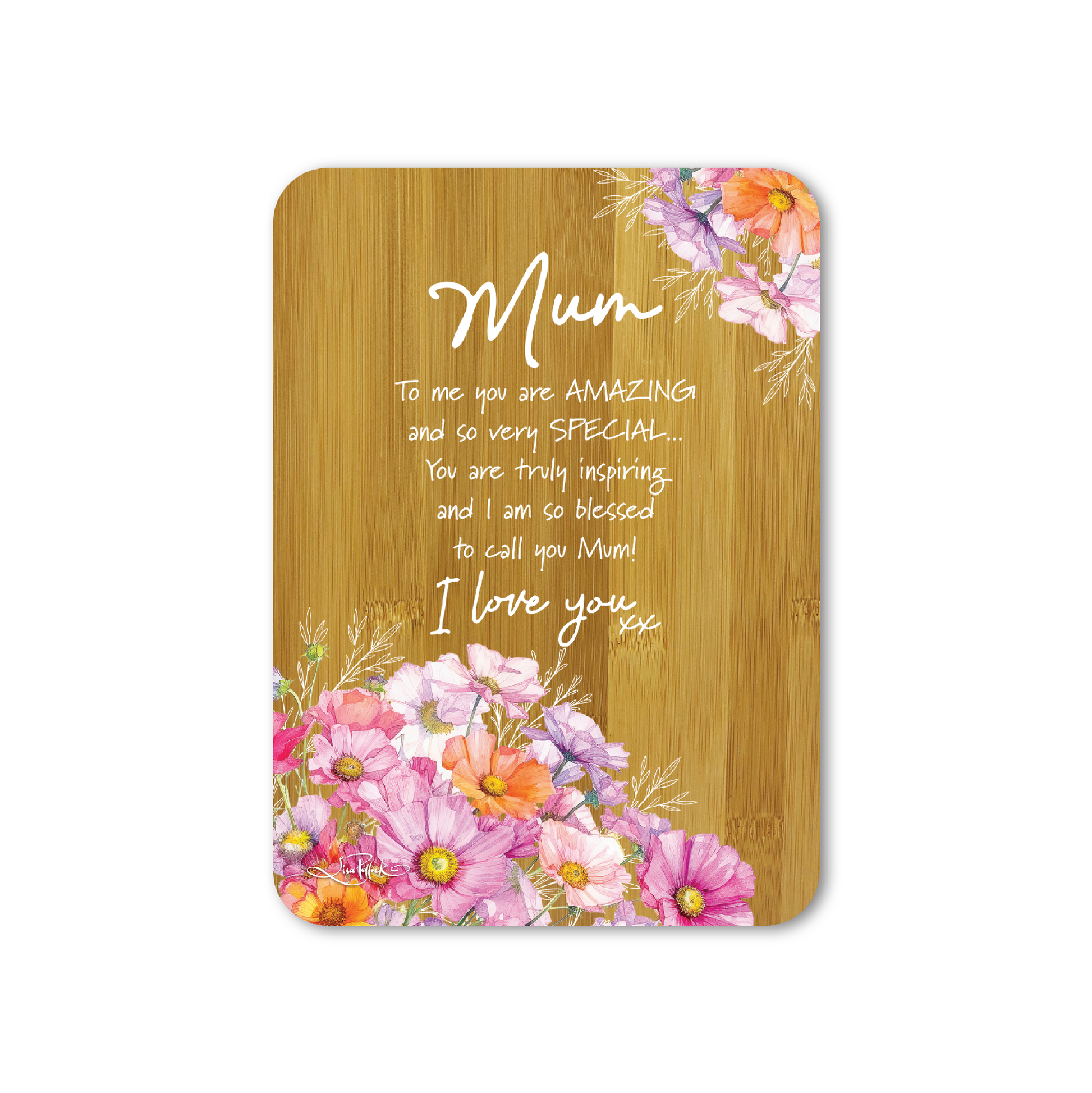 Bamboo Plaque - Wistfull Wild Flowers - Mum