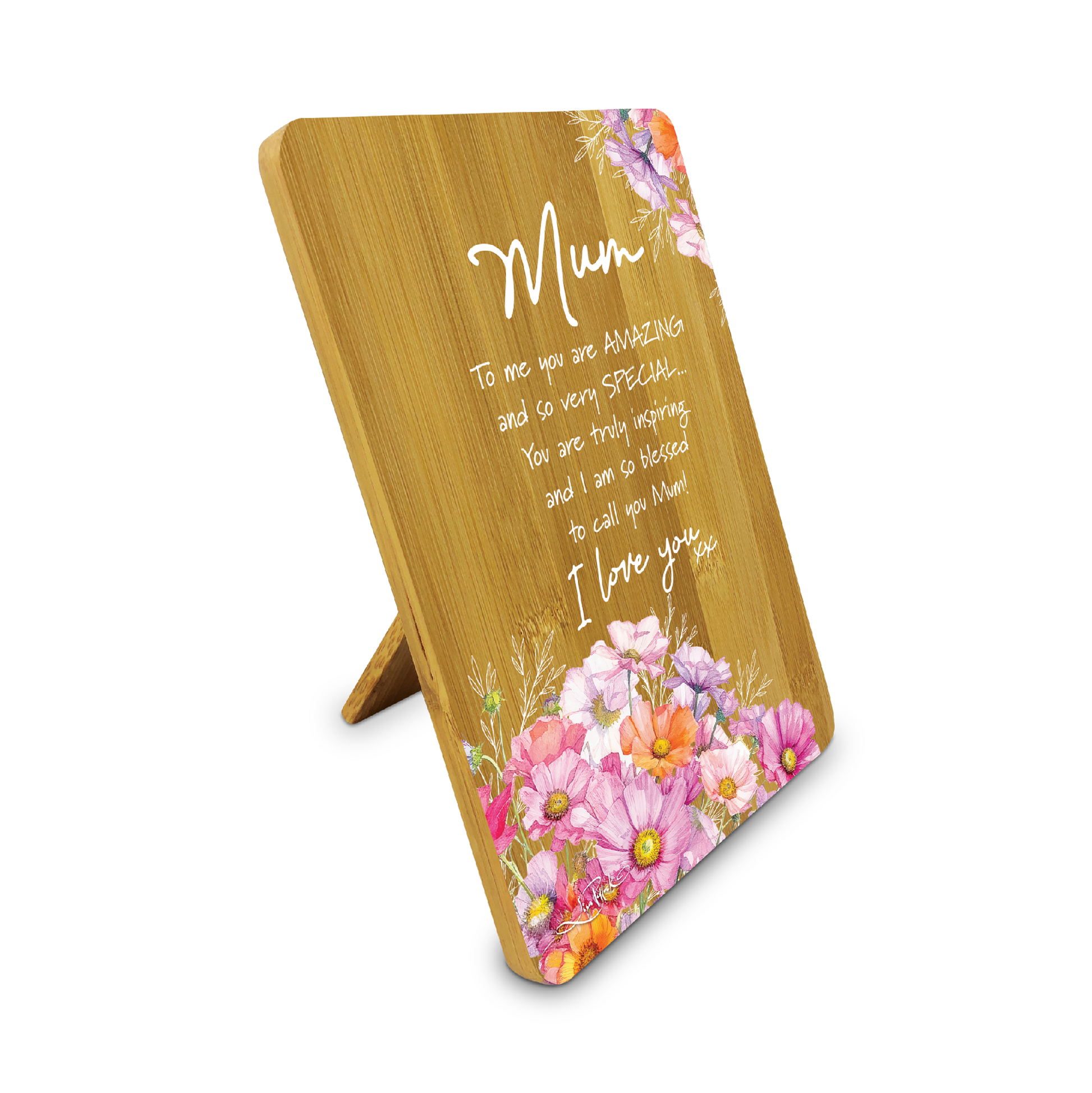 Bamboo Plaque - Wistfull Wild Flowers - Mum