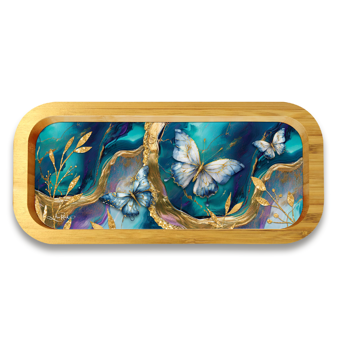 Bamboo Trinket Tray - Tranquil Butterflies