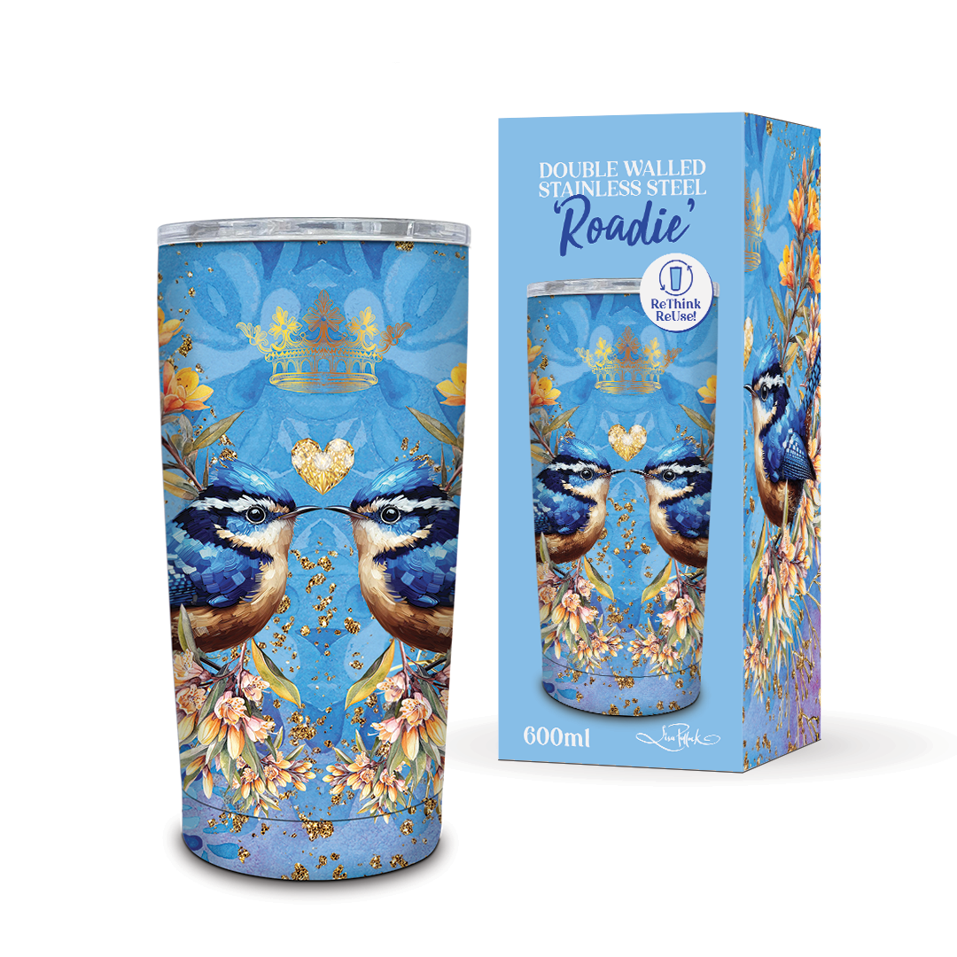 Travel Mug Double Walled Stainless Steel - Royal Wrens