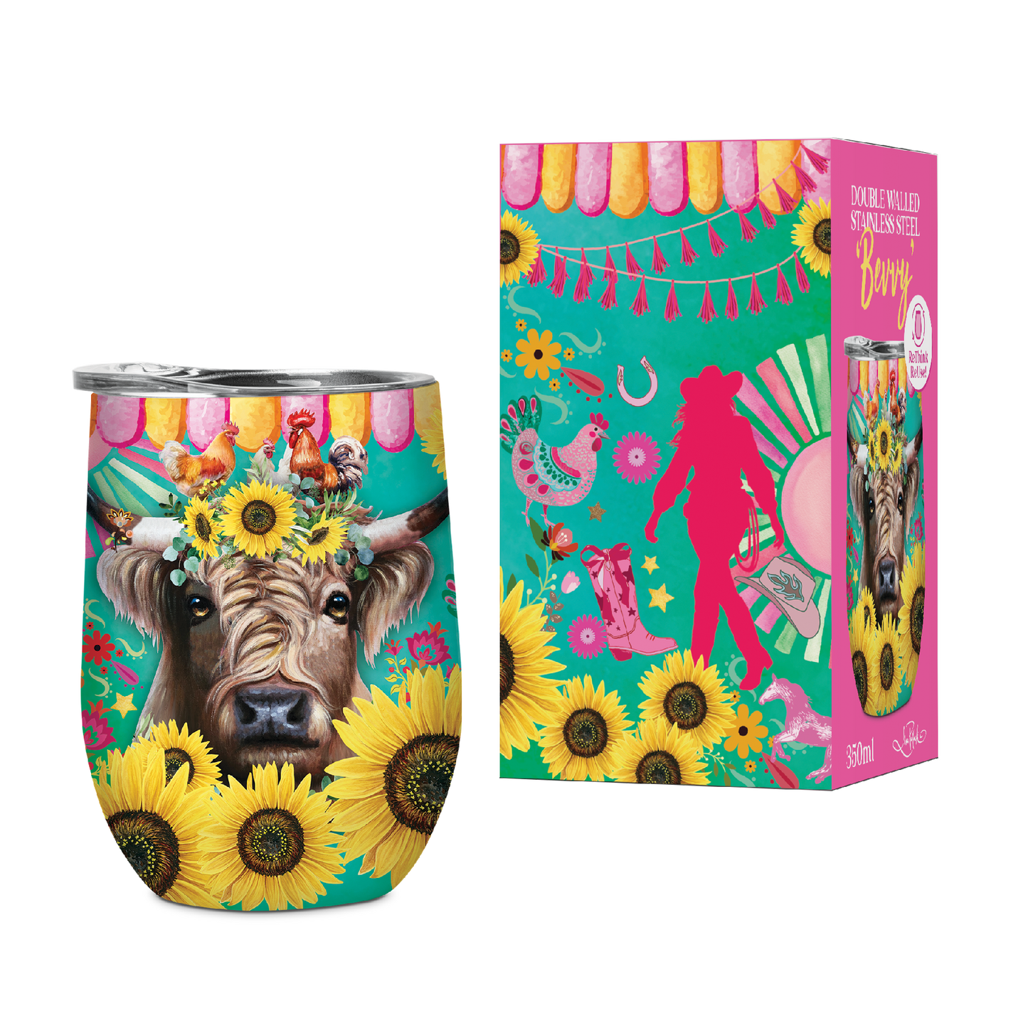 Bevvy - Double Walled Stainless Steel - Carnival Cow