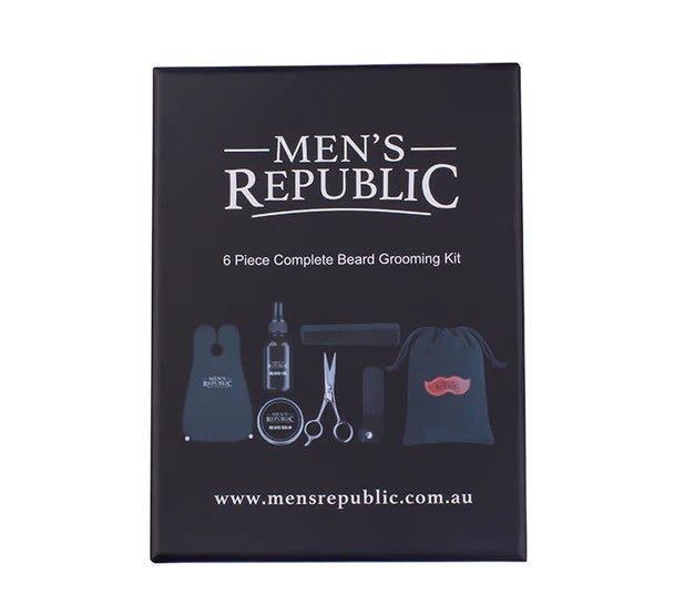 Mens Republic 6 Pce Beard Grooming Kit W Bag And Apron