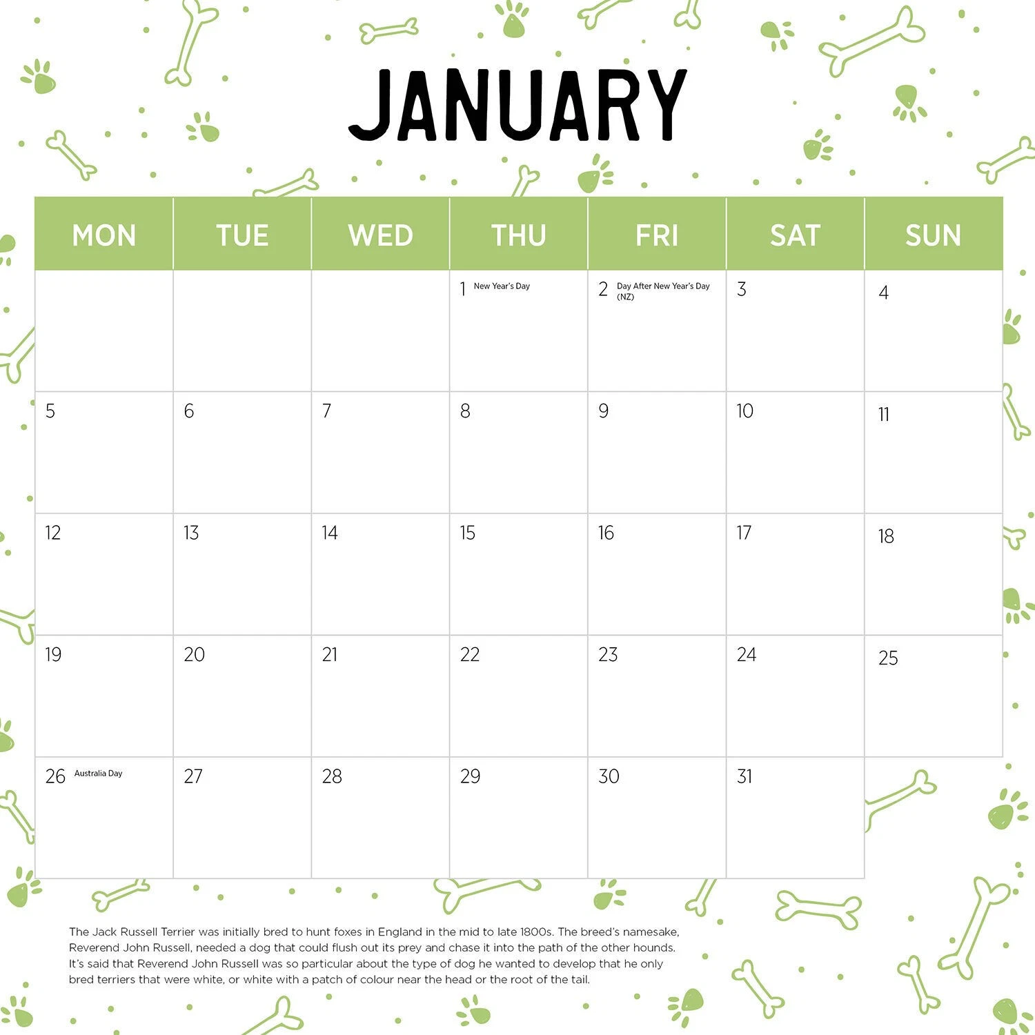 Jack Russell Calendar: 2026