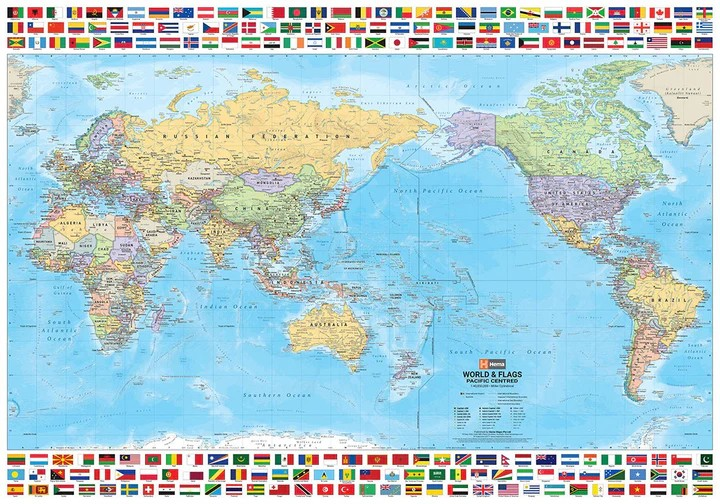 World & Flags Political Pacific-centred