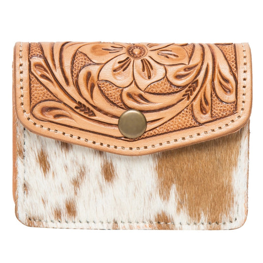 Cowhide Purse With Tooled Leather
