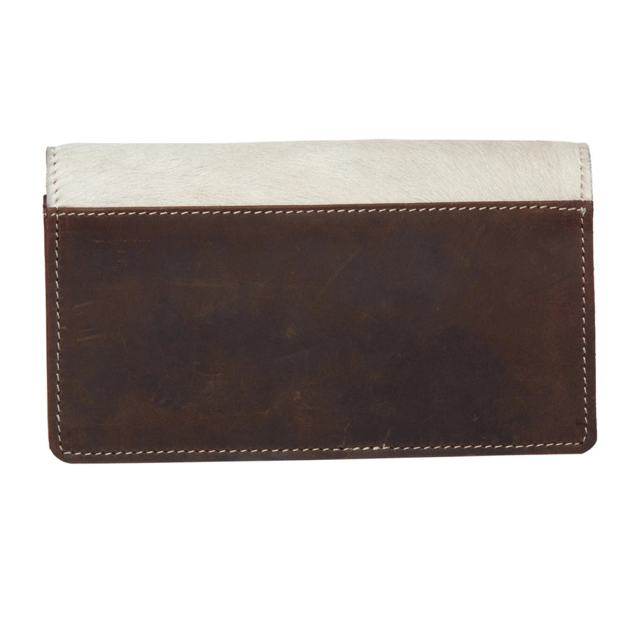 Cowhide Tooled Catctus  Slim Wallet - Black & White