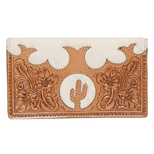 Cowhide Tooled Cactus Slim Leather Wallet