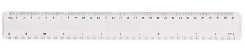 Ruler 30cm White Plastic