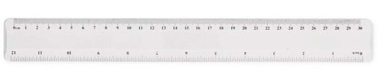Ruler 30cm White Plastic