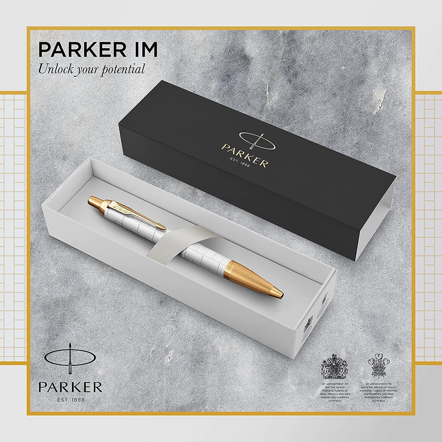 Parker Premium Pearl Gold Trim Ballpoint Pen