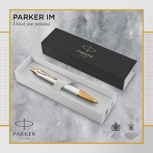Parker Premium Pearl Gold Trim Ballpoint Pen