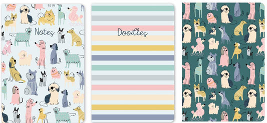 Doodley Dogs 3 Pack A6 Notebook