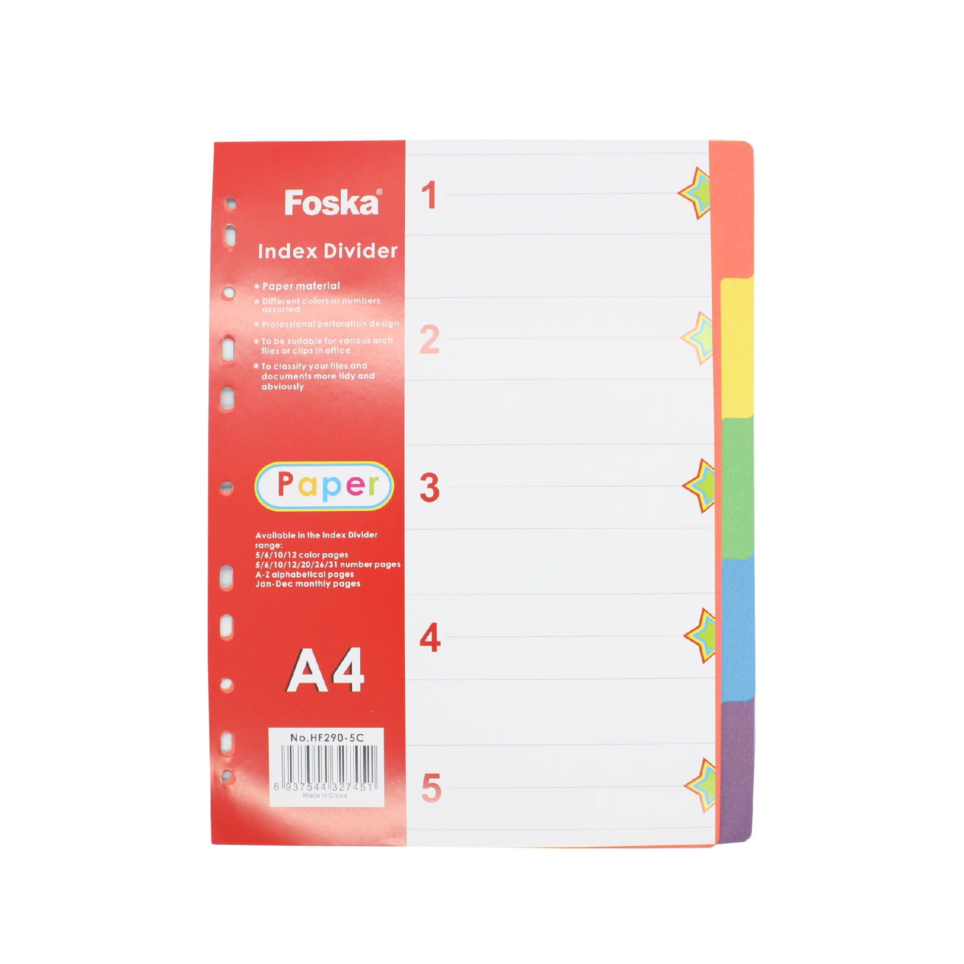 Index Divider 5 Tab Bright Board Foska 