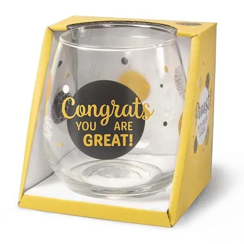 Cheers Stemless Wine Glass - Congrats