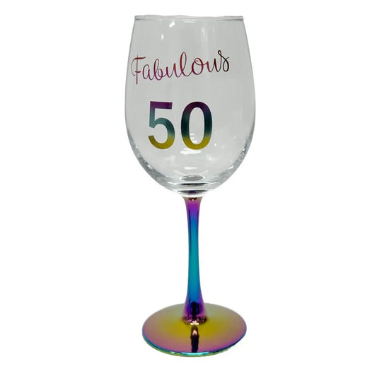 Celebration Stem Wine Glass - Happy Birthday 50