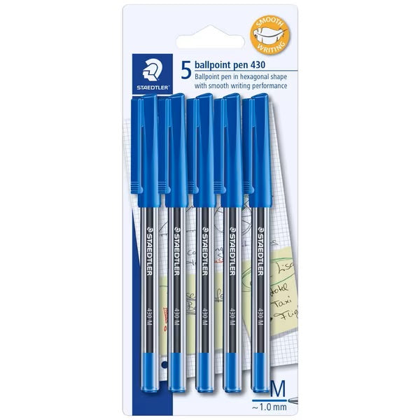 41700 Pk5 Blue Staedtler Stick 430 Pens