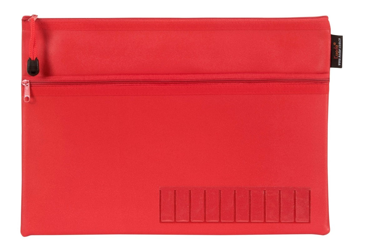 Pencil Case Red 2 Zip Name Lge