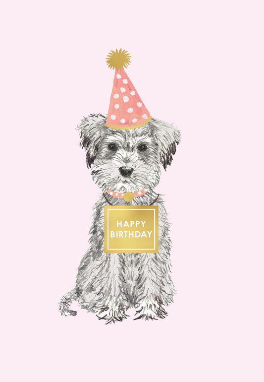Card Dog W/ Birthday Hat