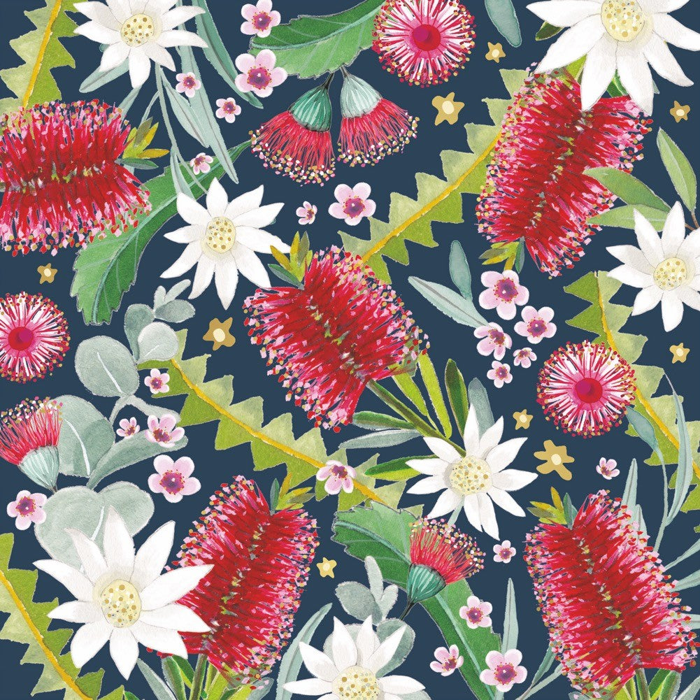 Card Botanic Bottle Brush On Navy