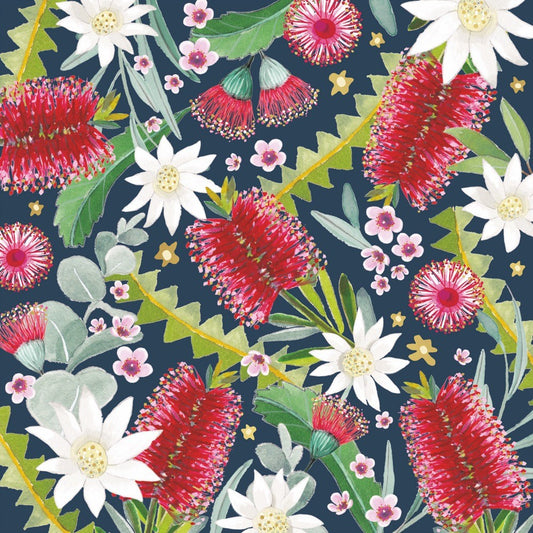 Card Botanic Bottle Brush On Navy