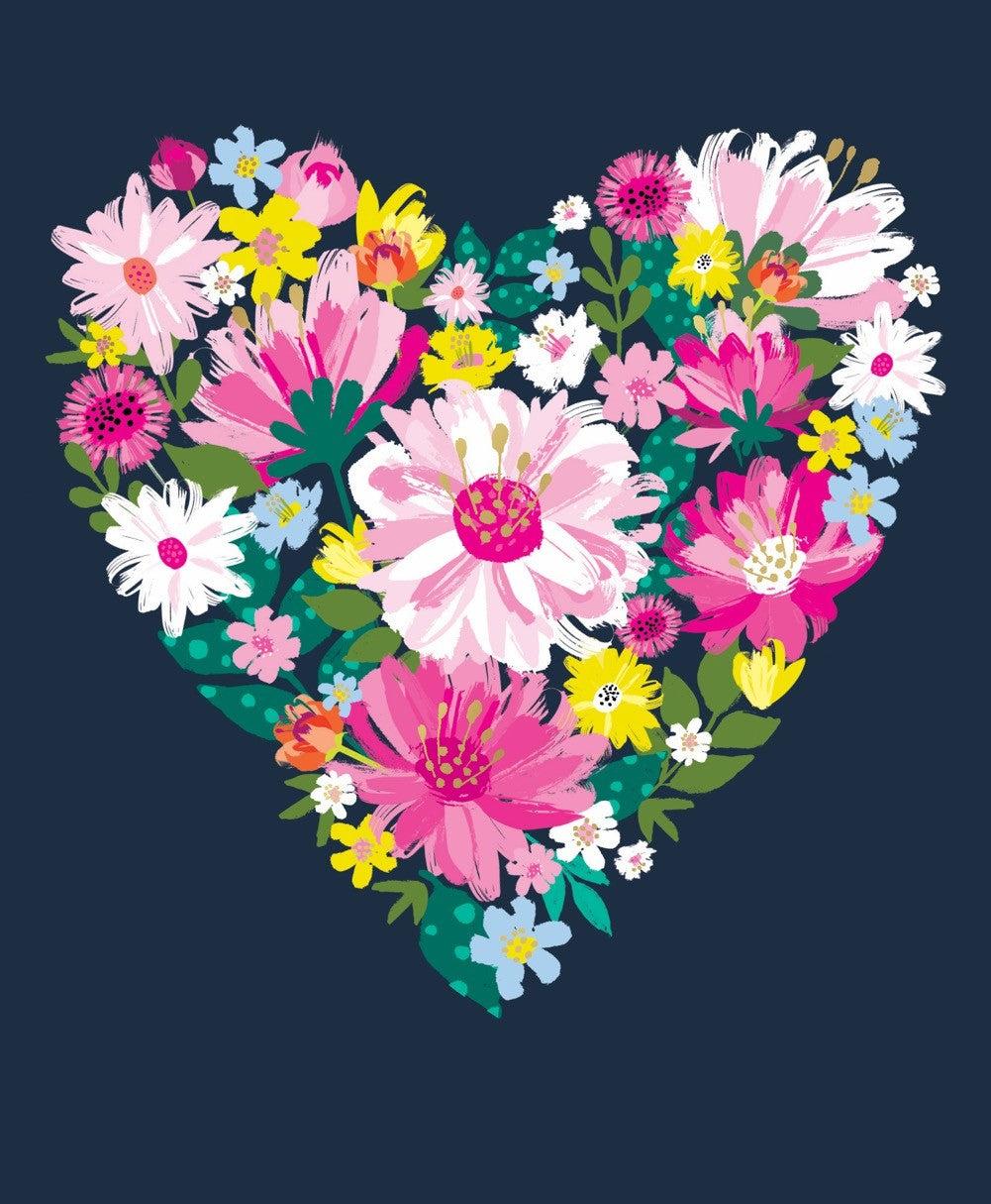 Card Freda Blank Flower Heart