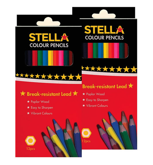 Pencils Stella Coloured Asst 12s