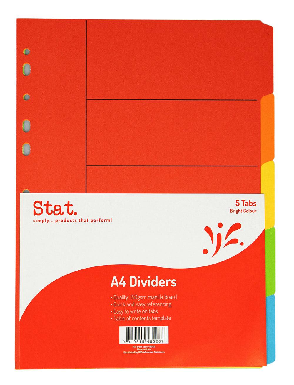 Dividers 5 Tab Stat A4 Manilla Bright