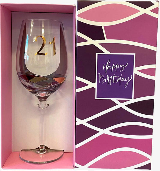 21st Stained Wine Glass