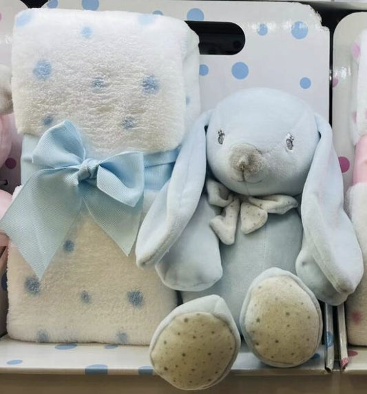 Baby Bunny With Blanket Blue