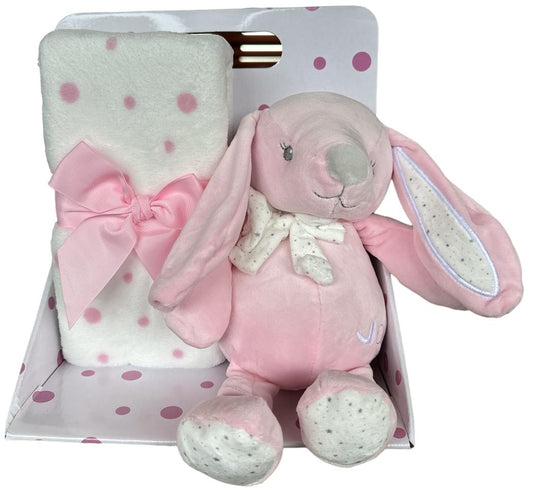 Baby Bunny With Blanket Pink