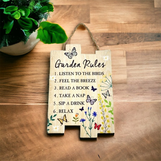 Hanging Sign - Garden Rules
