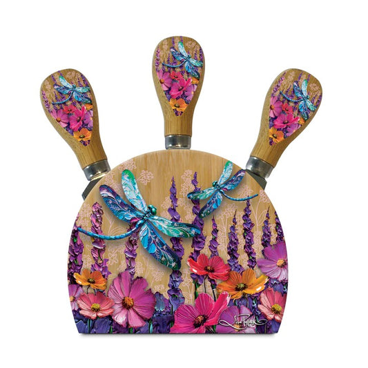 Playful Dragonflies Cheese Knife Block