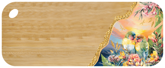 Bamboo Resin Med Serving Platter - Sunset Love Birds