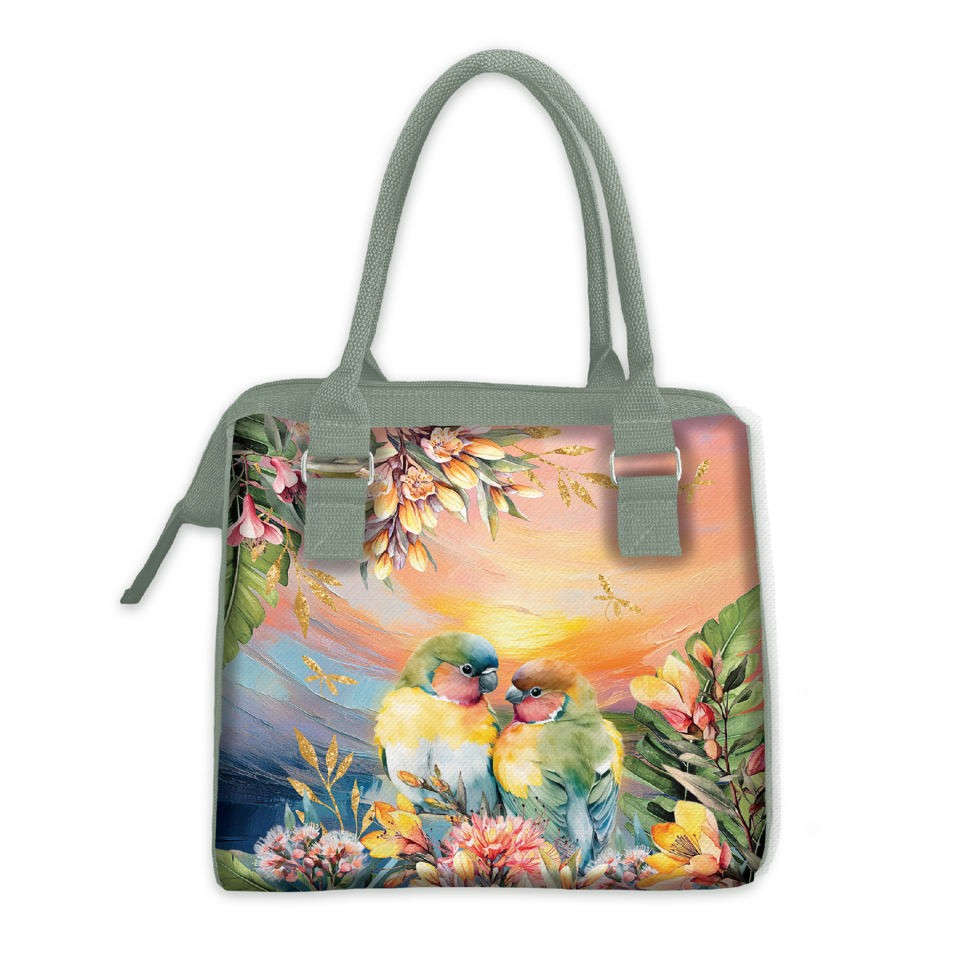 Lunch Tote Cooler Bag - Sunset Love Birds