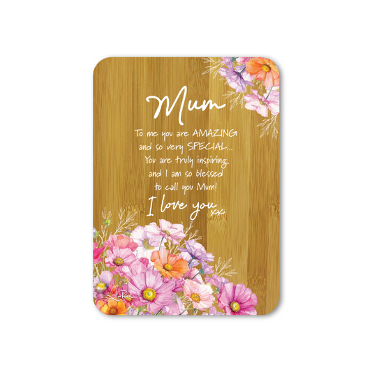 Bamboo Plaque - Wistfull Wild Flowers - Mum