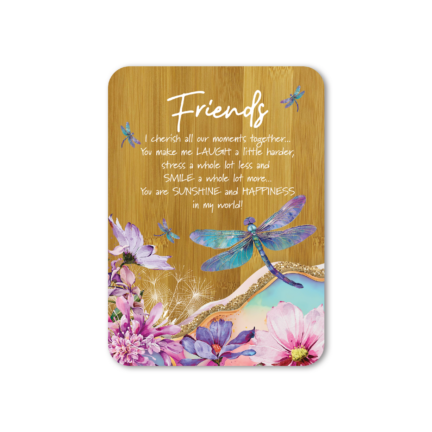 Affirmation Plaque Bamboo - Delightful Dragonflies - Friends