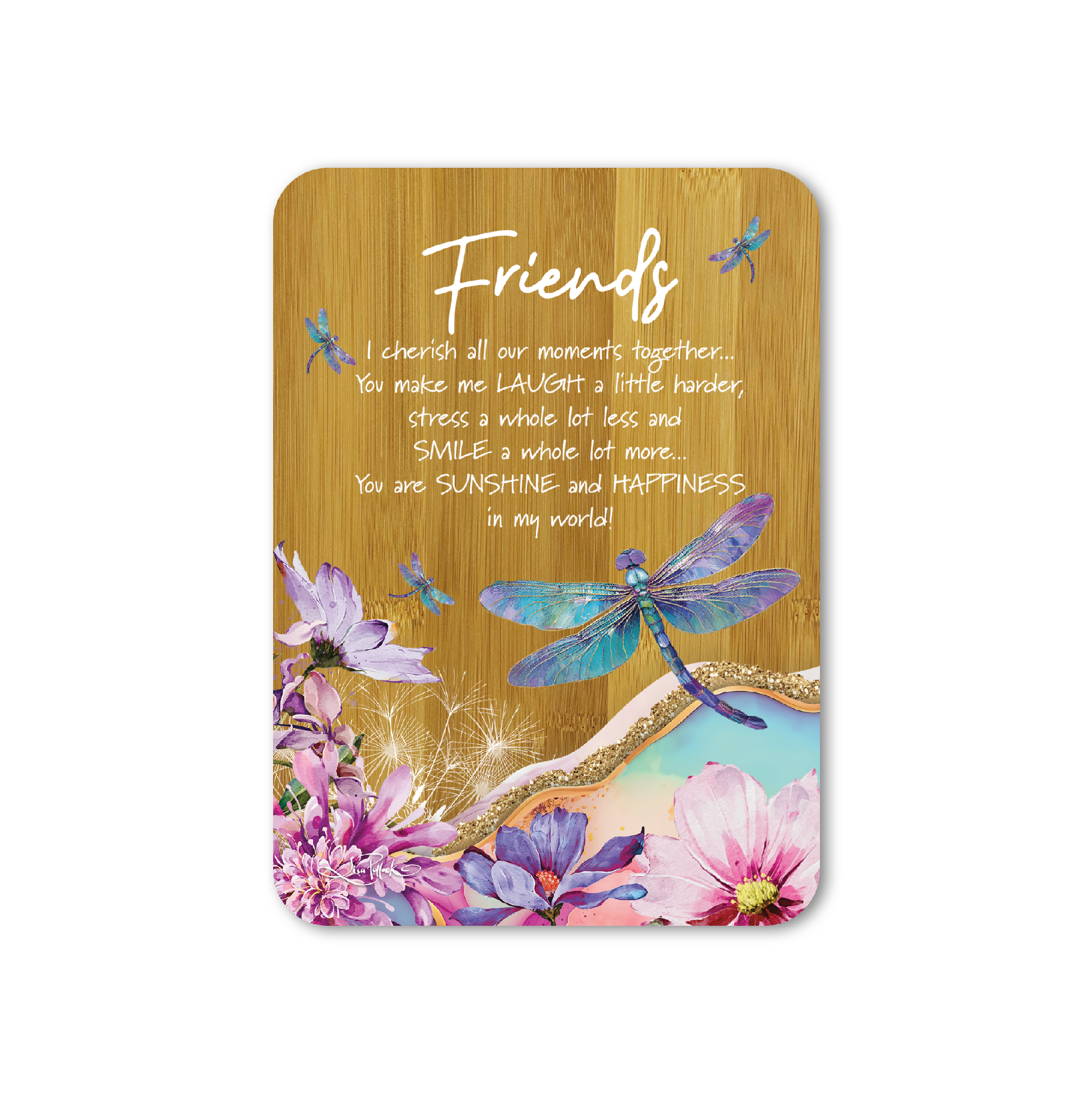 Affirmation Plaque Bamboo - Delightful Dragonflies - Friends