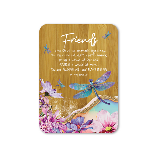 Affirmation Plaque Bamboo - Delightful Dragonflies - Friends