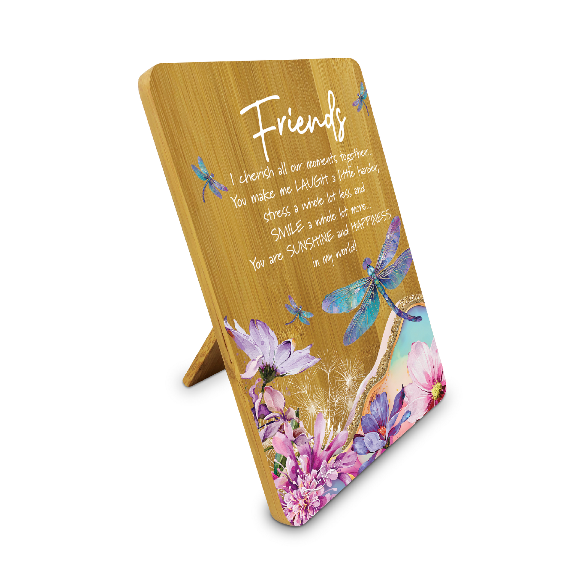 Affirmation Plaque Bamboo - Delightful Dragonflies - Friends