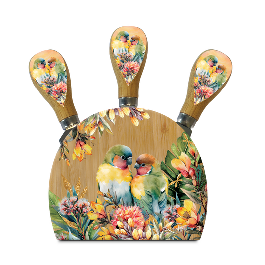 Magnetic Cheese Knife Block - Love Birds