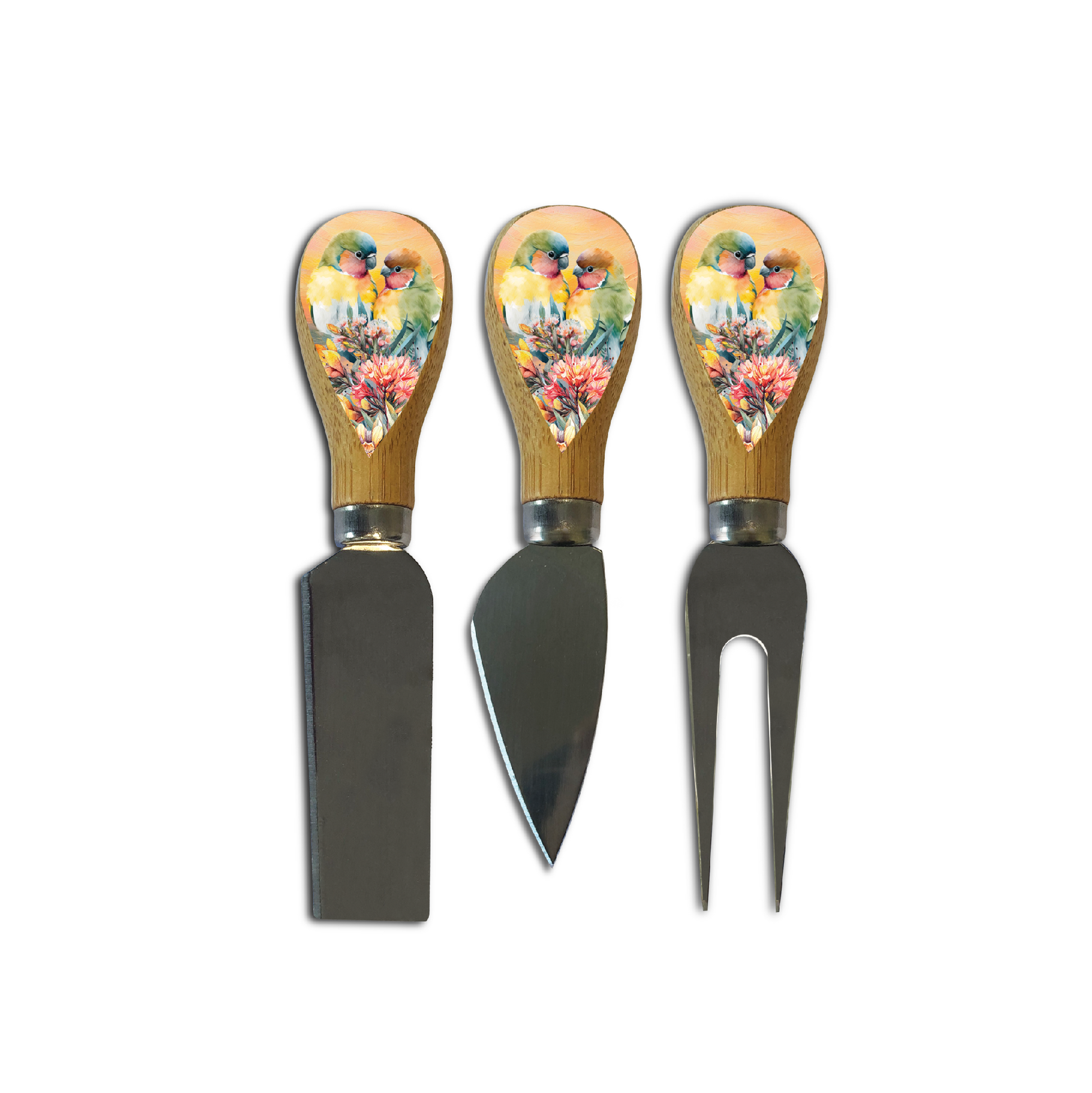 Magnetic Cheese Knife Block - Love Birds